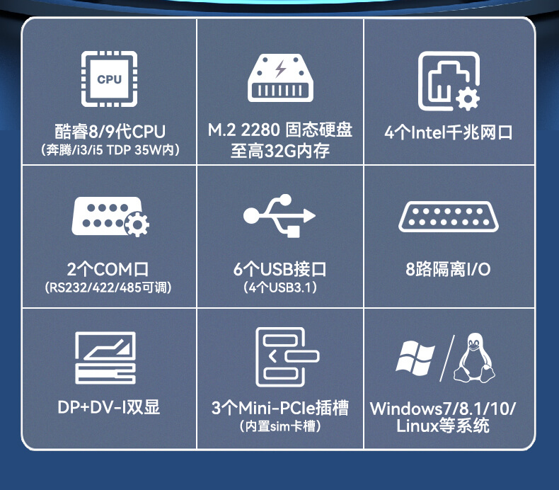 東田無風扇嵌入式工控機,環境監測工業電腦,DT-3004-H310