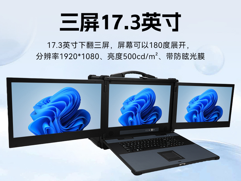 三屏便攜式工作站,3個2.5G網口多擴展加固機,DTG-S1437ZD-JQ670MA